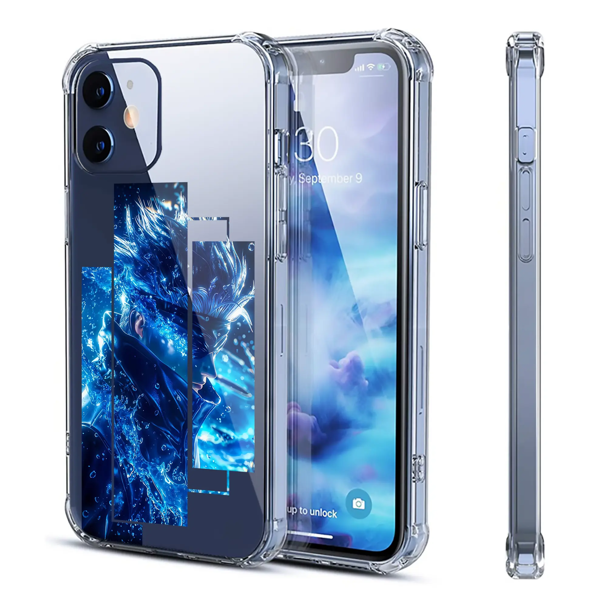 呪術廻戦 グッズ,五条 悟 - IPhone 12シリーズ対応 ・ 透明スマホケース ・ クリアソフトケース ・ TPU素材 ・ 耐衝撃 ・ 高密着 ・ 防汚 防指紋 ・ 簡単着脱